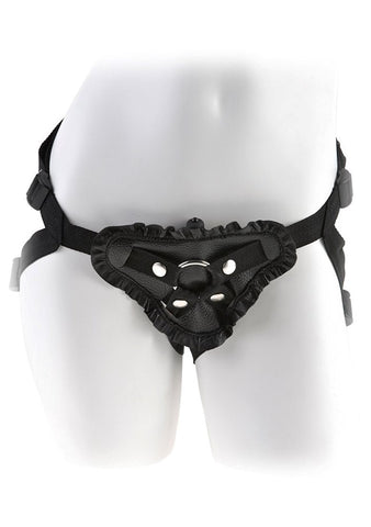 Fetish Fantasy Leather Lovers Strap On Harness Black - Strap On Sextoys