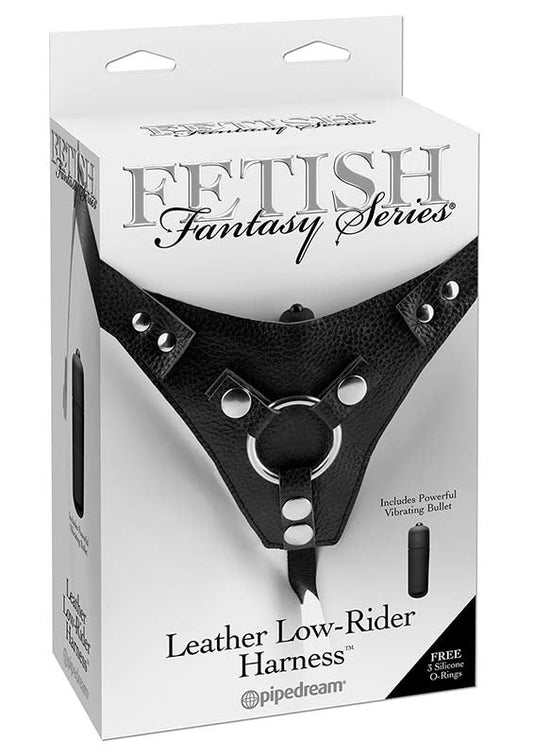 Fetish Fantasy Leather Low-Rider Strap On Harness Black - Strap On Sextoys