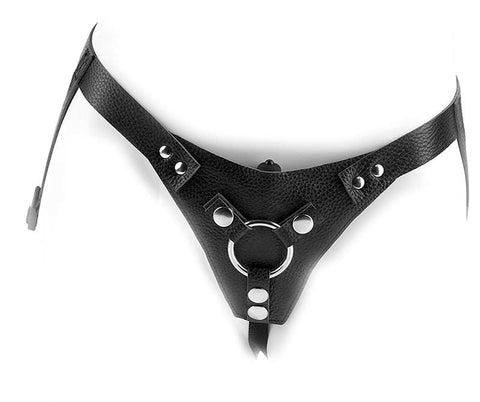 Fetish Fantasy Leather Low-Rider Strap On Harness Black - Strap On Sextoys