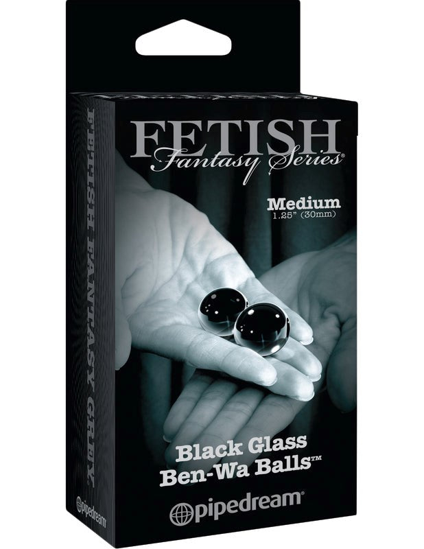 Fetish Fantasy Black Glass Ben Wa Balls Medium - - Personal Massagers