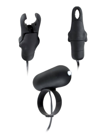 Fetish Fantasy Vibrating Cock Ring & Nipple Clamps - Nipple and Clit Clamps
