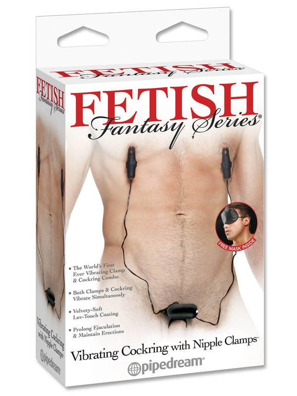 Fetish Fantasy Vibrating Cock Ring With Nipple Clamps - - Nipple and Clit Clamps