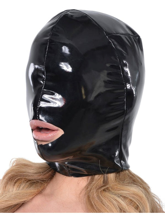 Fetish Fantasy Wet Look Open-Mouth Hood - Bondage Hoods