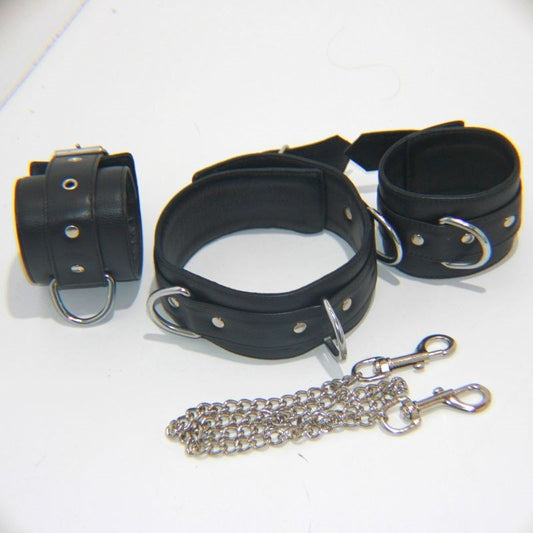Fierce Wrist and Neck Restraints With Connecting Chain - Cuffs and Restraints