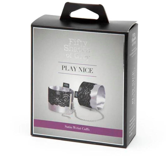 Fifty Shades of Grey Play Nice Satin and Lace Wrist Cuffs - Collars and Leads