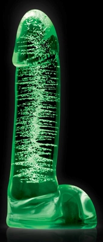 Firefly Glass Smooth Ballsey 4 inch Dildo Glow in the Dark - - Glass Sex Toys