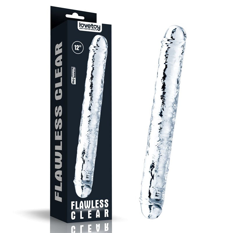 Flawless Clear Double Dildo 12 Inch - - Double Ender