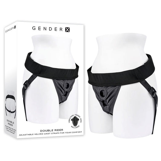 Gender X Adjustable Double Rider Strap-On Harness - Strap On Sextoys
