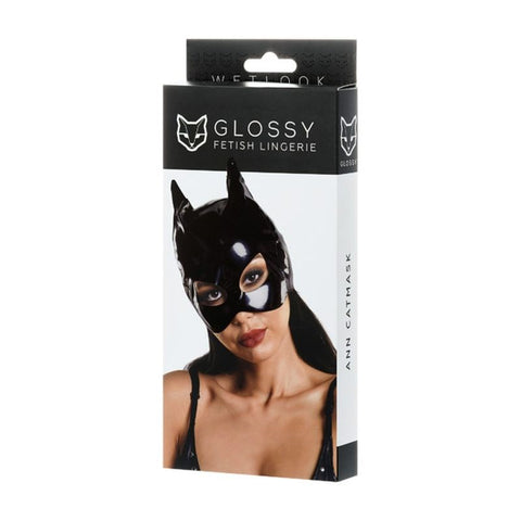 Glossy Feline Allure - Sleek, Shiny, Irresistible Cat Mask - Her Fetish