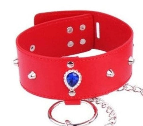 Exquisite Bondage Collar Set with Heart Crystal Accents - Fancy Dress Ups