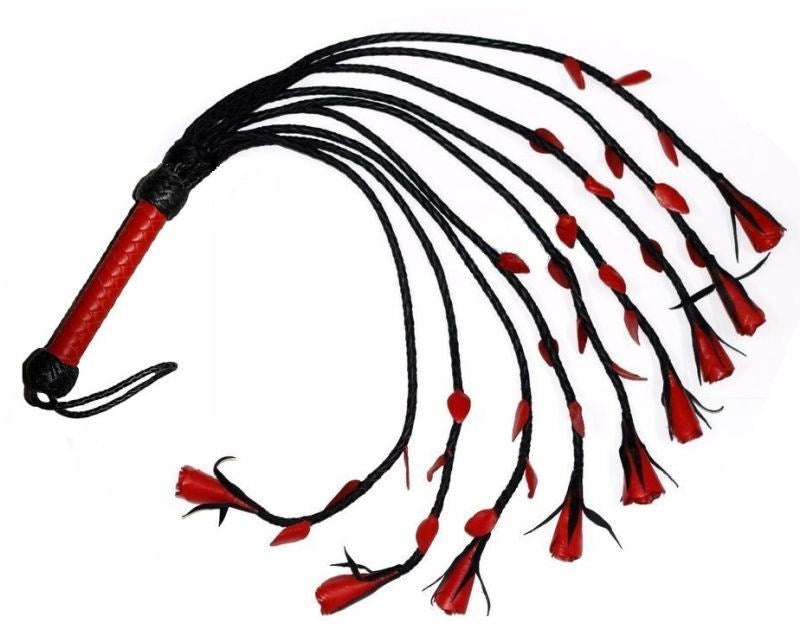 Heatwood Flogger Leather Nine Tail - - Whips And Crops