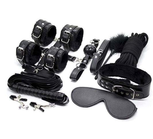 Hogtie Fur Lined Body Restraints Kit 10 Pcs - Bondage Kits