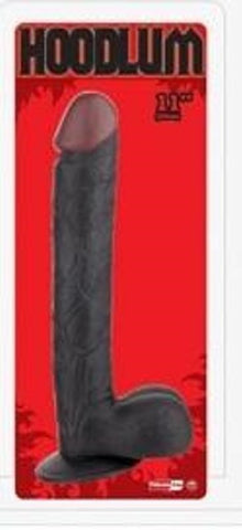 Hoodlum 11" Straight Dong with Balls Black - Realistic Dildos