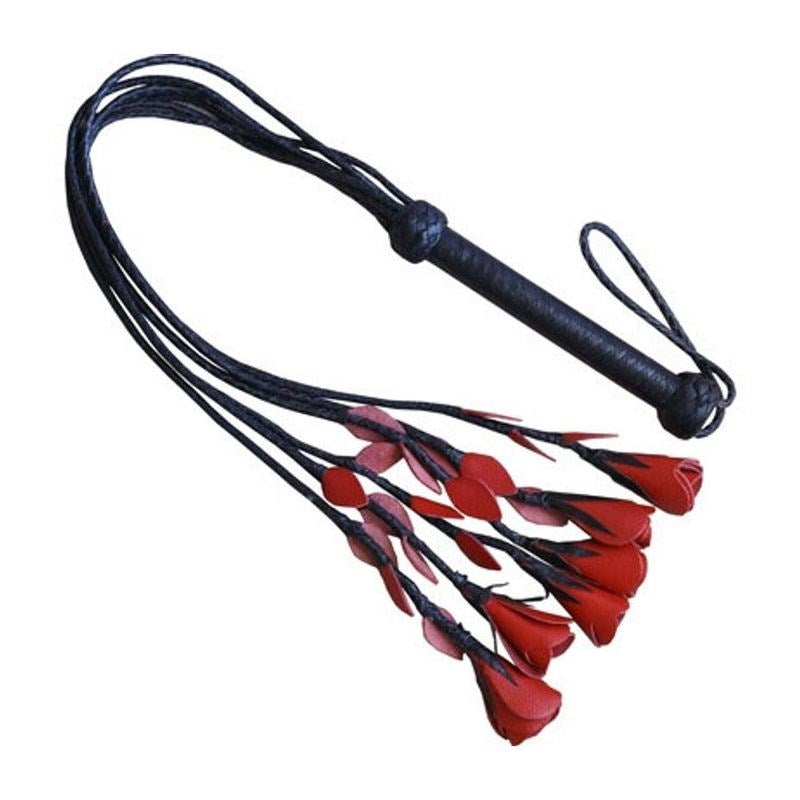 House of Harlot Flogger Black Leather Six Tails - - Whips And Crops