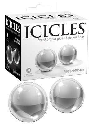 Pipedream Icicles Medium Hand Blown Glass Ben-Wa Balls - - Personal Massagers