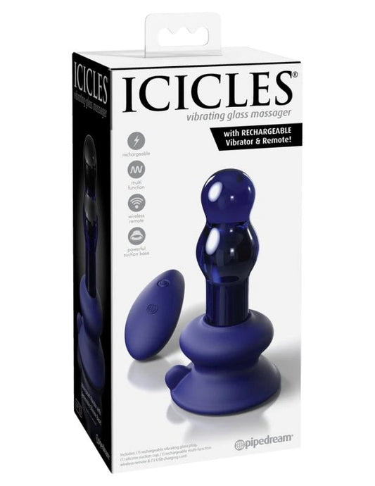 Pipedream Icicles No 83 Remote Control Glass Anal Vibrator - Glass Sex Toys