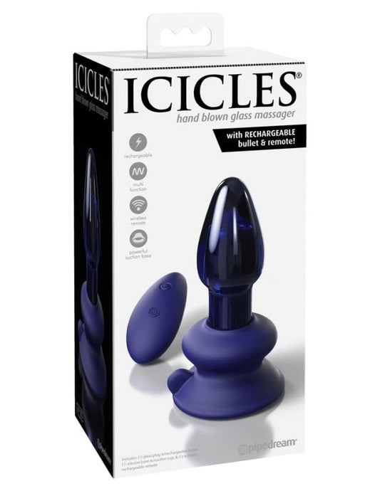 Pipedream Icicles No 85 Rechargeable Glass Butt Plug - Glass Sex Toys
