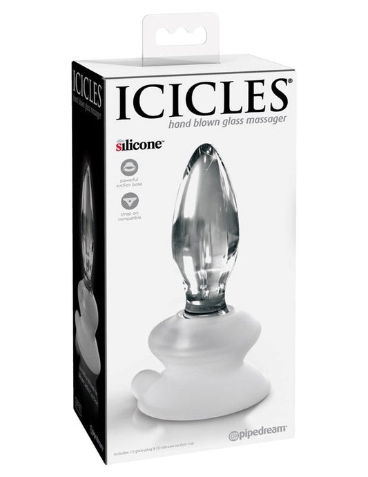 Pipedream Icicles No 91 Suction Cup Base Glass Butt Plug - Glass Sex Toys