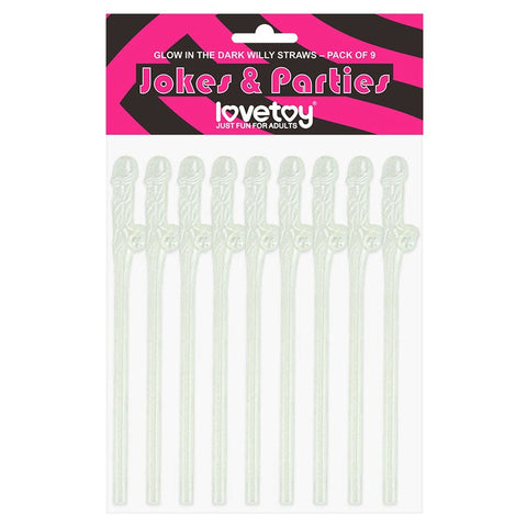 Jokes + Parties Glowing Willy Straws - 9 Pack - Sex Games, Coupons and Tricks