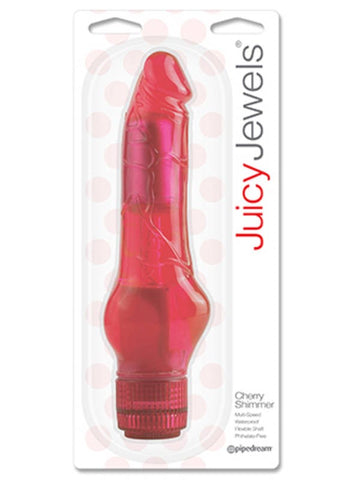 Pipedream Juicy Jewels Cherry Shimmer Vibrating Dildo - Waterproof Vibrators