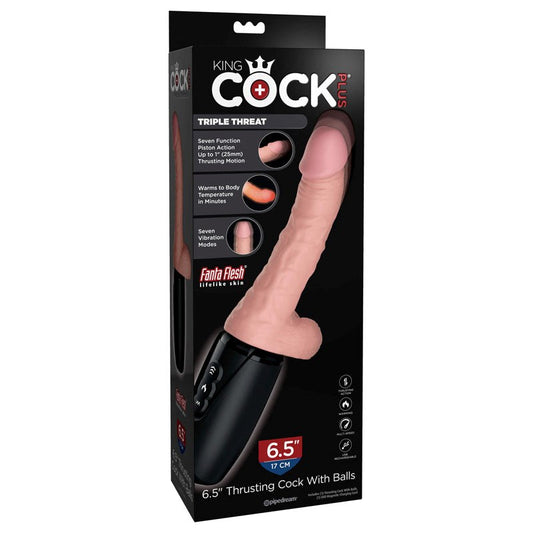 King Cock Plus 6.5 Inch 3D Thrusting Vibrating Cock - Vibrating Dildos