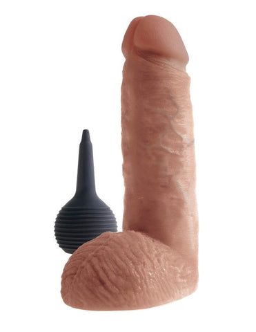 King Cock 8 Inch Realistic Squirting Cock with Balls Tan - Realistic Dildos