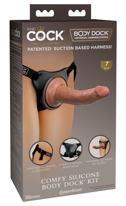 King Cock Elite Comfy Silicone Body Dock Strap On Kit - Realistic Dildos