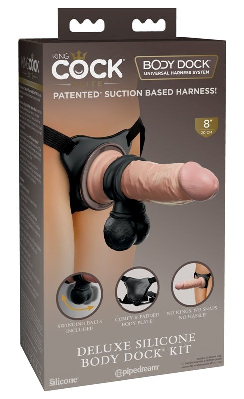 King Cock Elite Deluxe Silicone Body Dock Strap On Kit - Realistic Dildos