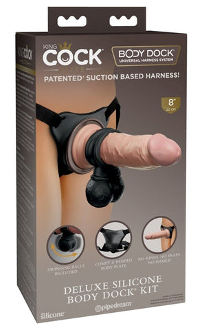 King Cock Elite Deluxe Silicone Body Dock Strap On Kit - Realistic Dildos