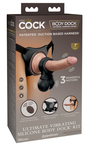 King Cock Elite Ultimate Vibrating Silicone Body Dock Kit - Realistic Dildos