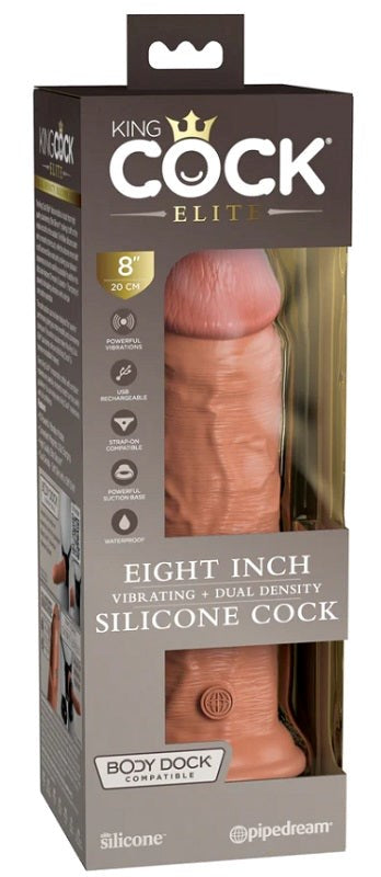 King Cock Elite Vibrating Dual Density Silicone Cock Tan - Realistic Dildos