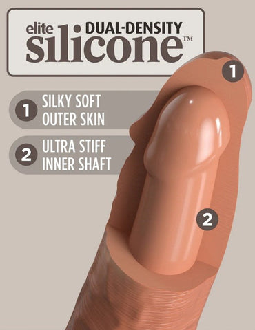 King Cock Elite Vibrating Dual Density Silicone Cock Tan - Realistic Dildos