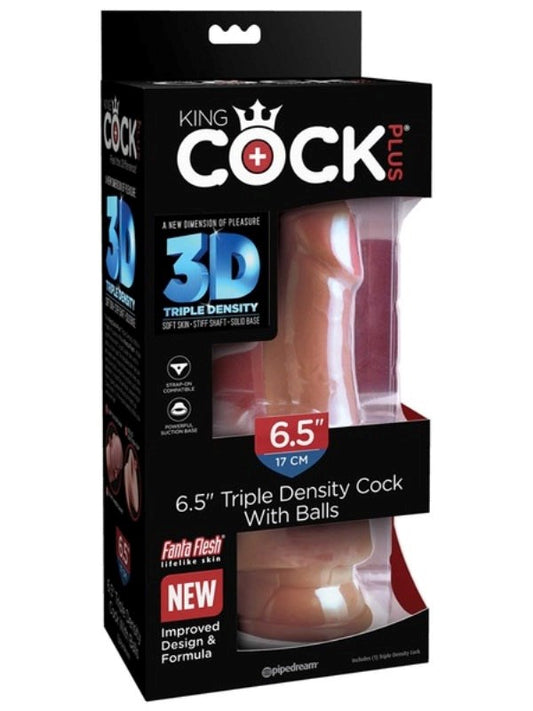King Cock Plus 6.5 in. Triple Density Cock with Balls Tan - Realistic Dildos