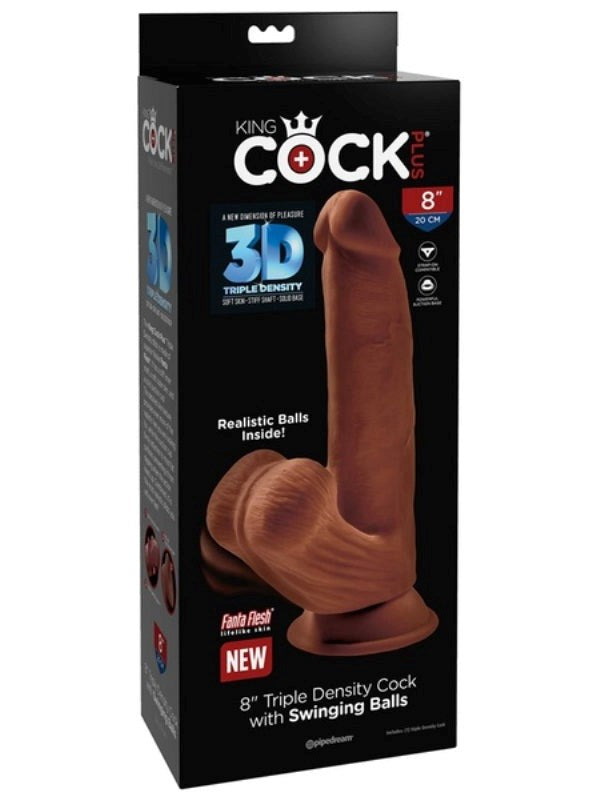 King Cock Plus 8 in. Triple Density Cock With Swinging Balls - - Realistic Dildos