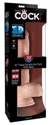 King Cock Plus 10 Inch Triple Density Fat Cock with Balls - Realistic Dildos