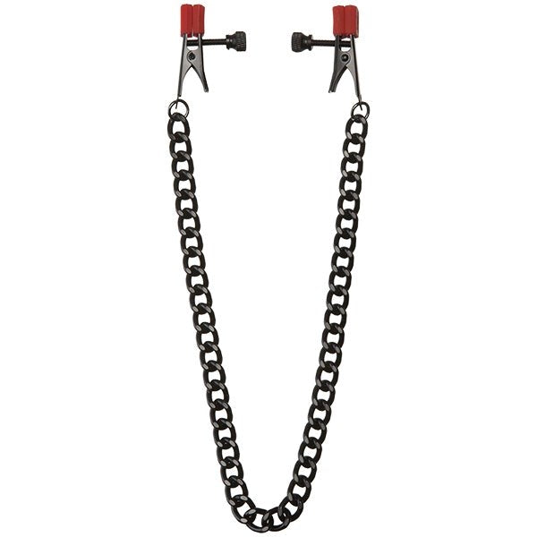 Kink Chain Nipple Clips with Heavy Chain and Silicone Tips - - Nipple and Clit Clamps