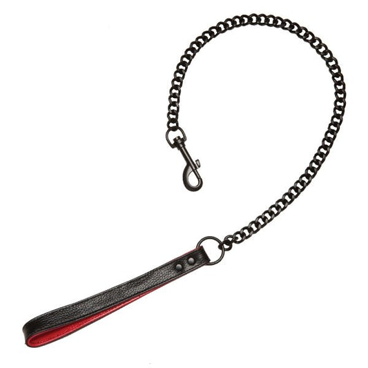 Kink Leather Handlers Leash Black and Red - Collars and Leads