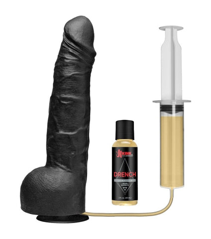 Kink Wet Works Drencher - Silicone Squirting Cock Black - Realistic Dildos