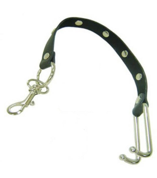 KinkyTime Metal Nose Hooks on Connectable Leather Lead - Cuffs and Restraints