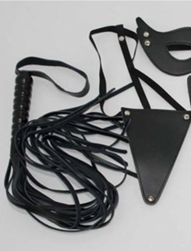 Leather Masters Set Mask, G-String, Gag and Cuffs - - Bondage Kits