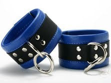Leather Wrist Restraints in Blue - Cuffs and Restraints