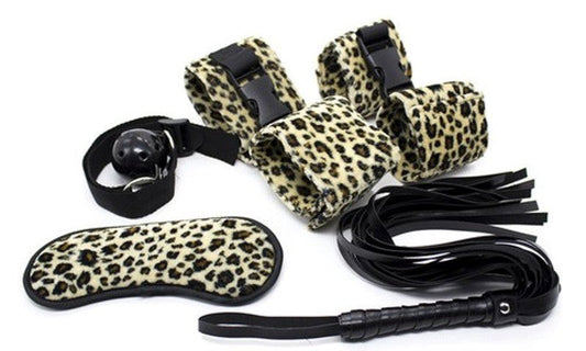 Leopard Print Soft Restraint Kit 5 piece - Bondage Kits