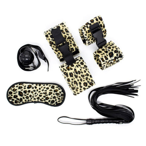 Leopard Print Soft Restraint Kit 5 piece - Bondage Kits