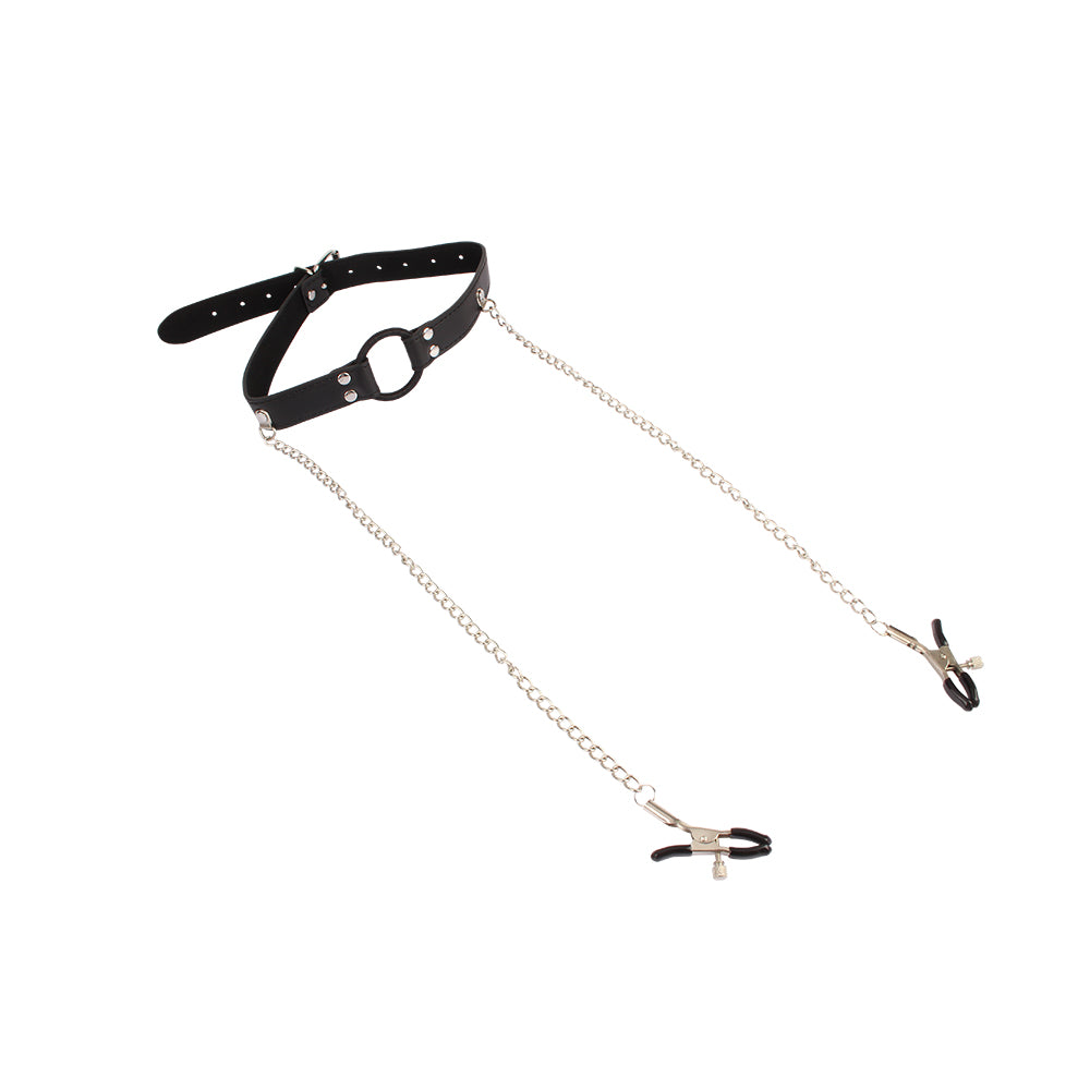 Chisa Breathable O-ring Gag with Nipple Clamps - Default Title - Bondage Gags and Bits