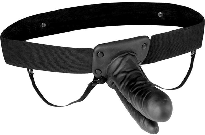 Lux Fetish Unisex Vibrating Hollow Double Penetration Strap-On D - - Strap On Sextoys