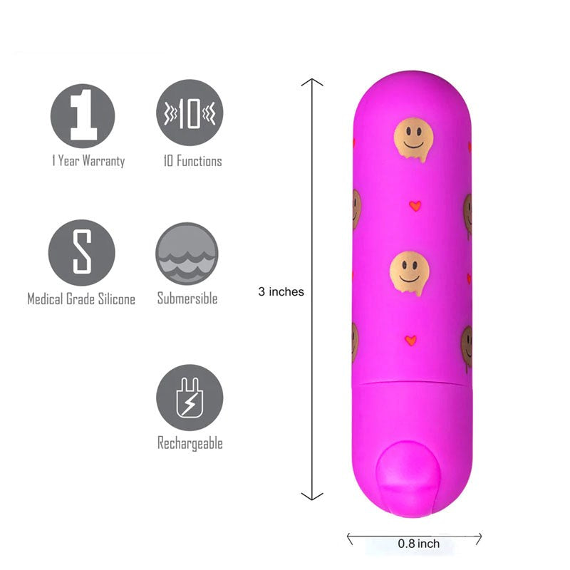 Maia Giggly Rechargeable Bullet - Emoji Pink - - Bullet Vibrators