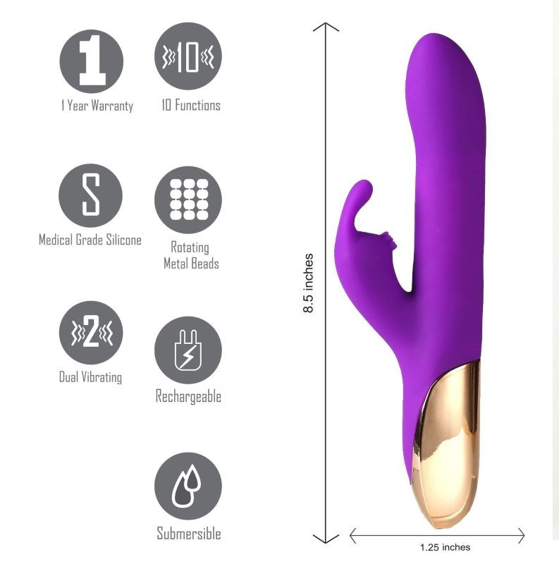 Maia Karlin Rechargeable Rabbit Vibe - 10 Pulsations, 4 Speeds, Triple-Action Bliss - - Rabbit Vibrators