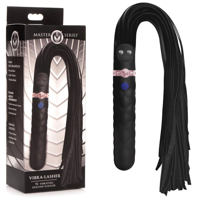 Master Series Vibra-Lasher 9X Vibrating Dildo - - Whips And Crops