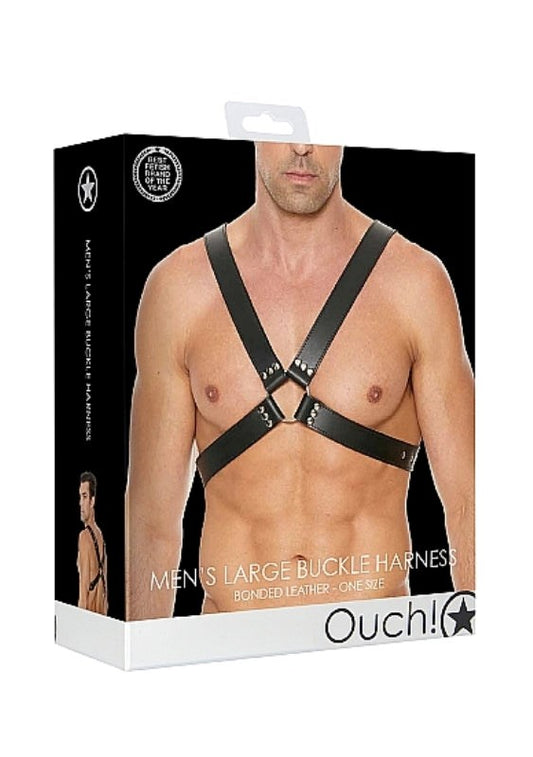 Mens Large Buckle Harness - One Size - Black - Cuffs and Restraints