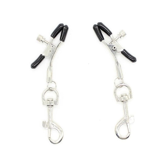 Metal Nipple Clamp With Leash Clips - Breast and Nipple Toys